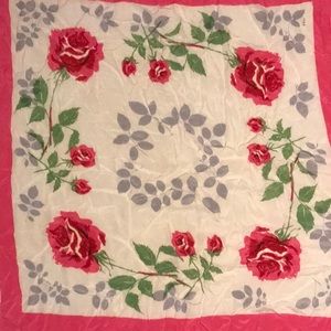 Vintage silk Vera scarf with pink roses
